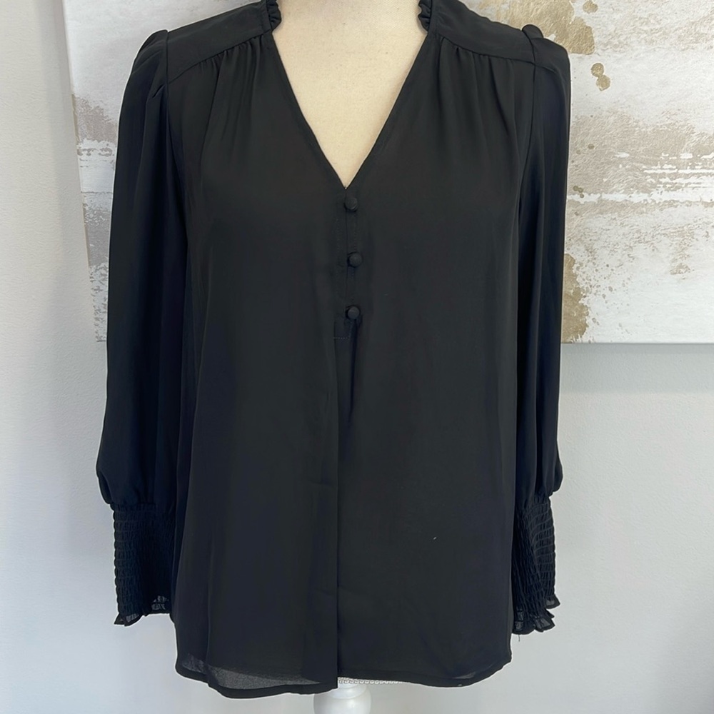 Aqua Black Flowy Blouse